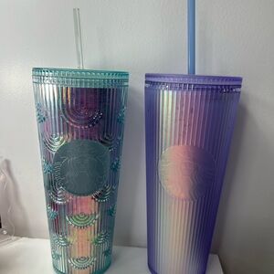 Starbucks Blue and Purple Iridescent Tumblers